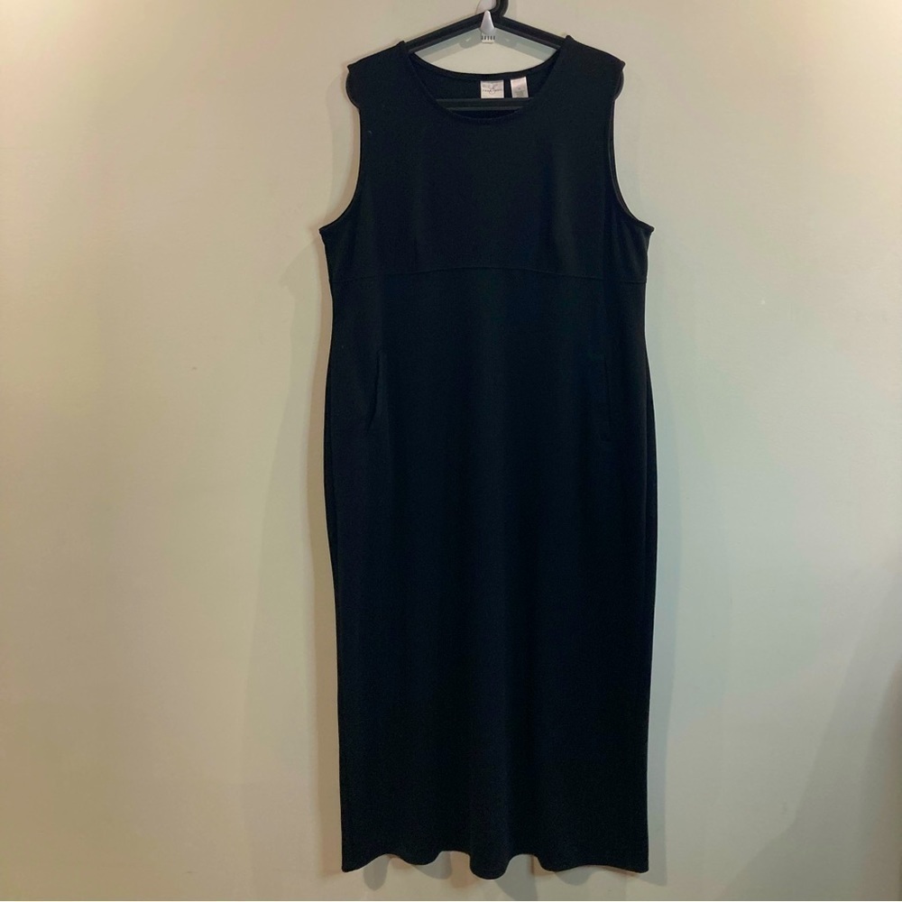 EMMA JAMES Sz XL Sleeveless Pockets Maxi Round Neck Straight Dress